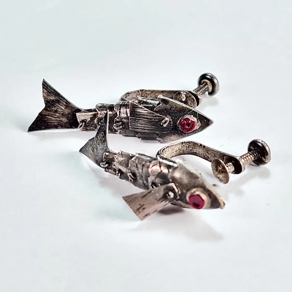 Articulated Sterling Silver Fish Earings