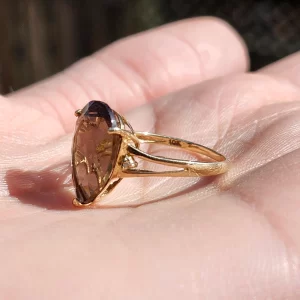 10K Pear Cut Smokey Quartz Cocktail Ring
