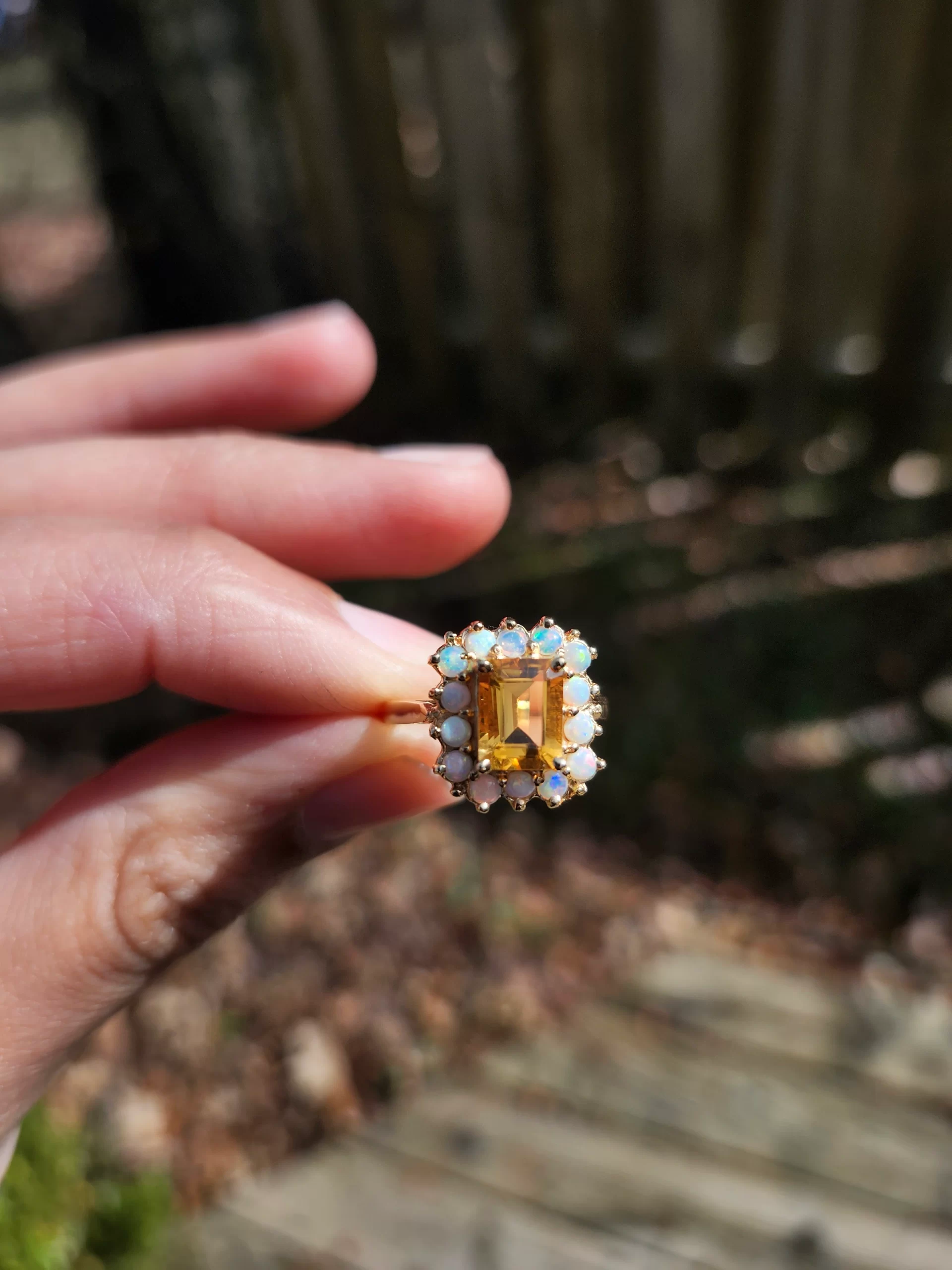 Citrine Ring Surrounded by Opalss set in 10K Gold