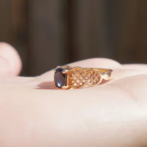 10K Gold Deep Royal Blue Sapphire Ring