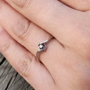 Dainty 10K White Gold and Diamond Ladies Ring