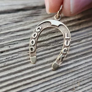 Solid 10K Gold Good Luck Horseshoe Pendant Charm