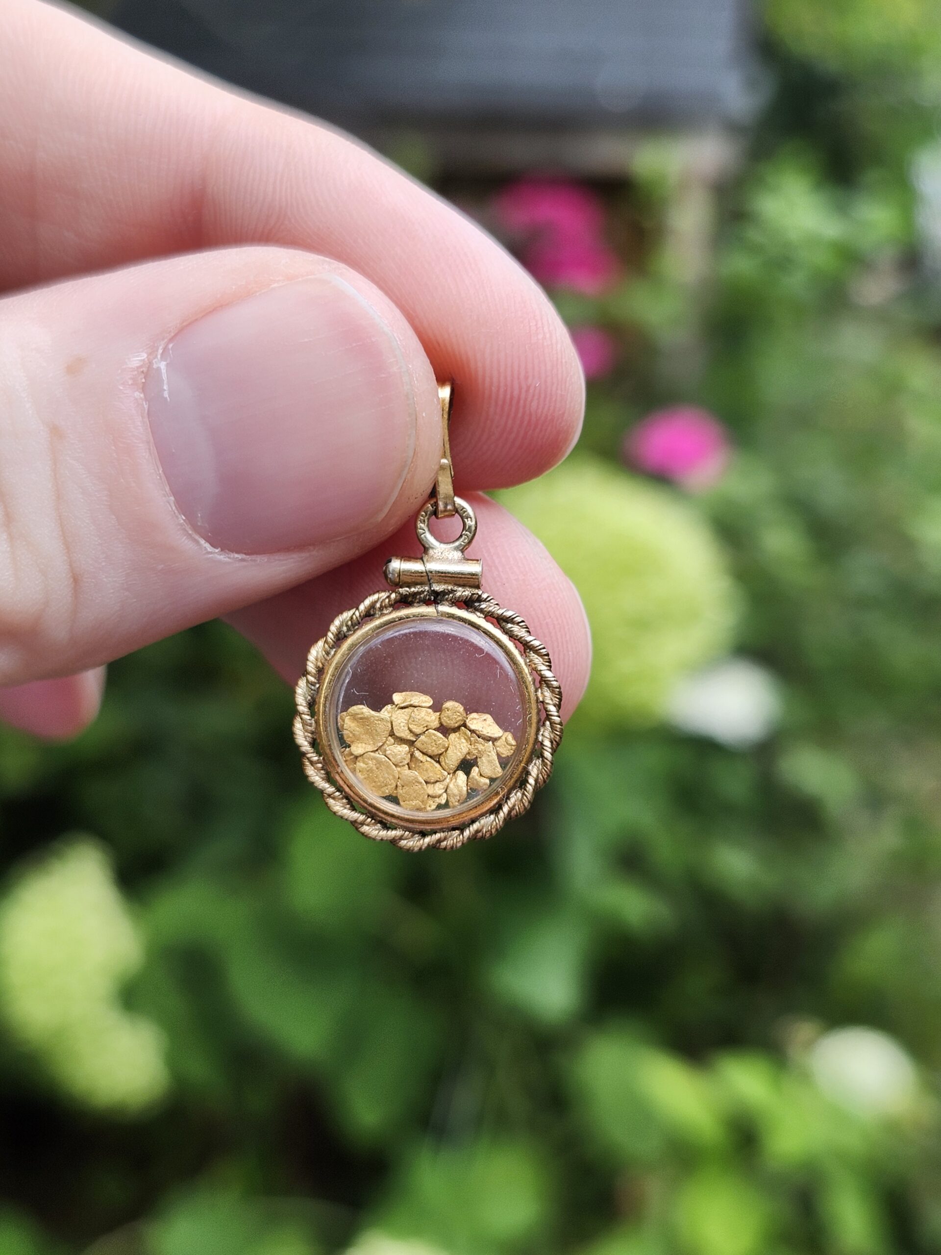 Natural Gold Nugget Shaker Pendant - Image 5