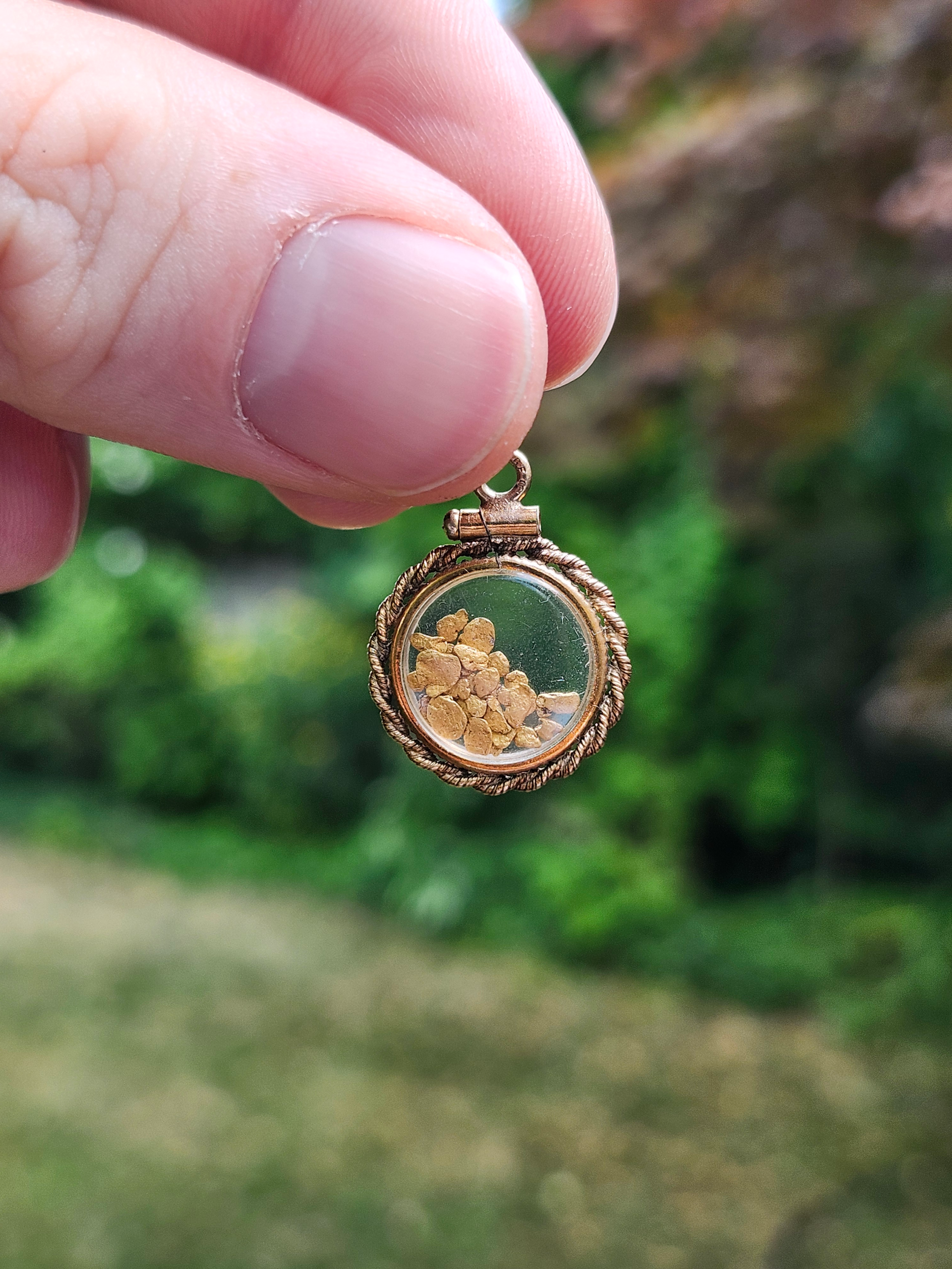 Natural Gold Nugget Shaker Pendant