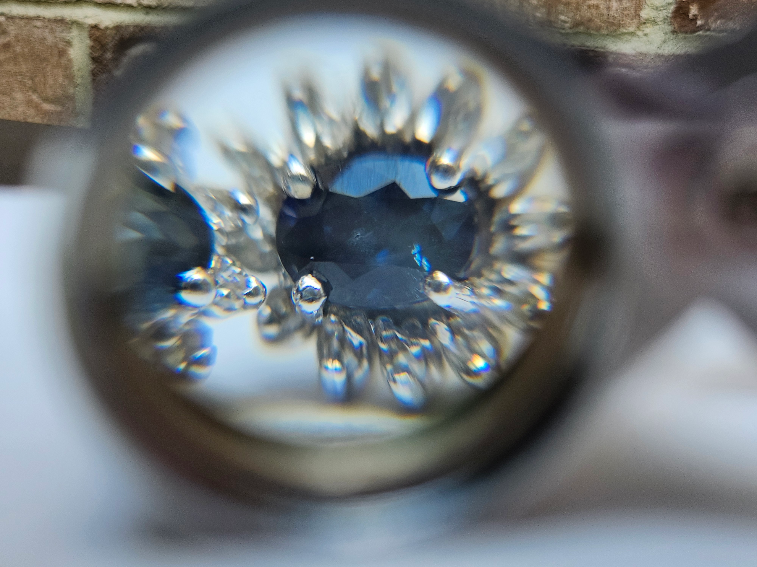 14K White Gold Deep Blue Sapphire & Diamond Earrings - Image 5