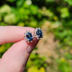 14k White Gold Sapphire Earrings