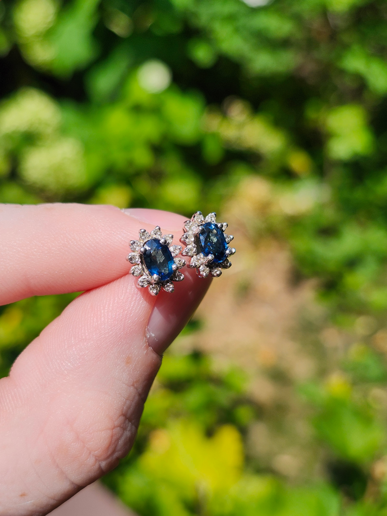 14k White Gold Sapphire Earrings