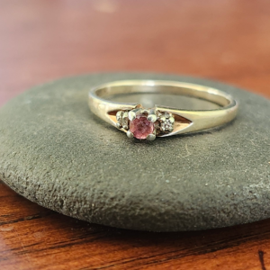 10K Dainty Sapphire & Diamond Ring