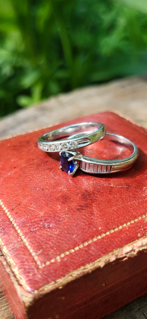 Royal Blue Natural Sapphire & Diamond Platinum Engagement Set