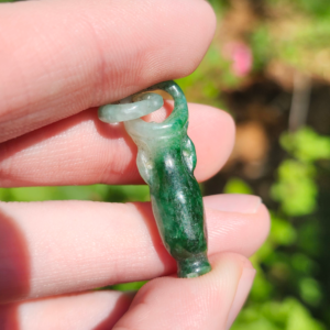Hand Carved Jadeite Jade Vase Pendant with Jade Bail