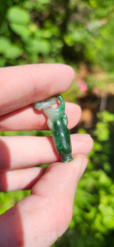 Hand Carved Jadeite Jade Vase Pendant with Jade Bail