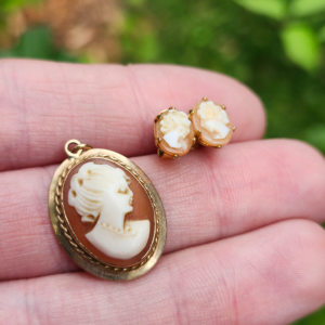 Estate Jewllery Cameo and Earrings