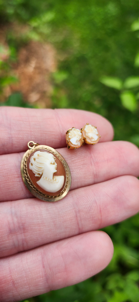 Estate Jewllery Cameo and Earrings