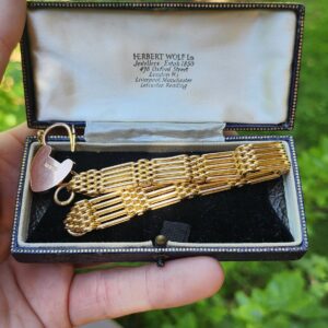 Antique 9ct Gold Gate Bracelet With Heart Lock