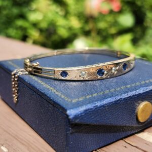 9ct Victorian Era Sapphire and OEC Diamond Children's Bracelet