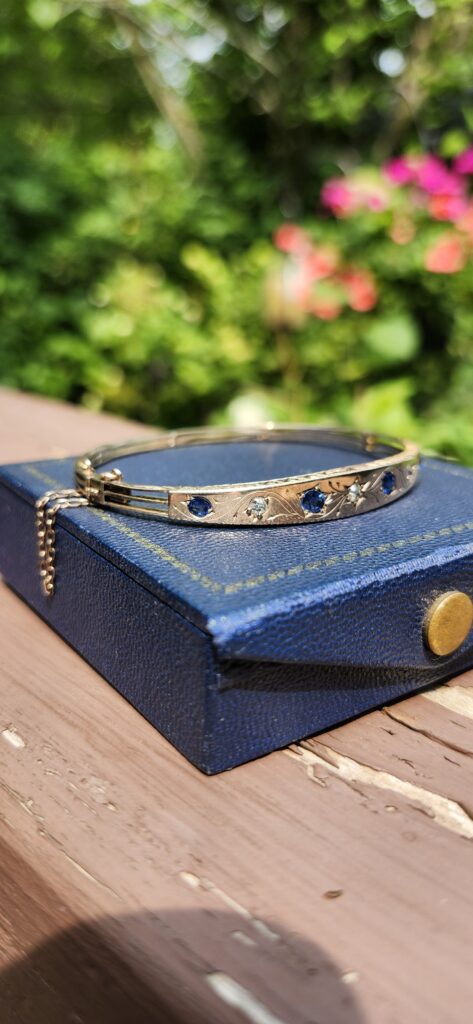9ct Victorian Era Sapphire and OEC Diamond Children's Bracelet